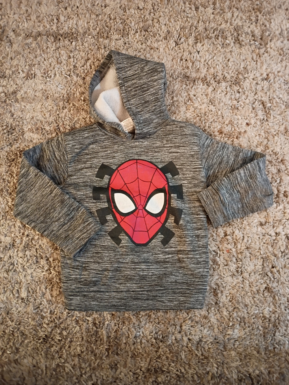 Spiderman Gray Hooded Sweatshirt with Red Spider Mask Graphic Size 7